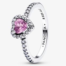PANDORA Silver Elevated Light Purple Heart Ring 198421C12