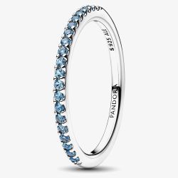 PANDORA Silver Sparkling Aquamarine Half Eternity Ring 192999C03
