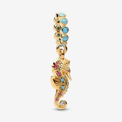 PANDORA 14ct Gold Plated Crystal Seahorse Charm 763895C01