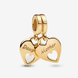 PANDORA 14ct Gold Plated Mother Daughter Heart Split Charm 769187C01