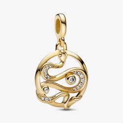 PANDORA ME 14ct Yellow Gold Plated Cubic Zirconia Snake Medallion Charm 762301C01