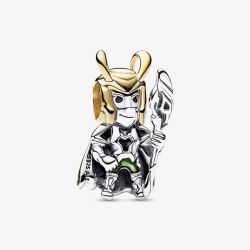 PANDORA Marvel Sterling Silver & 14ct Yellow Gold Plated Loki Charm 762764C01