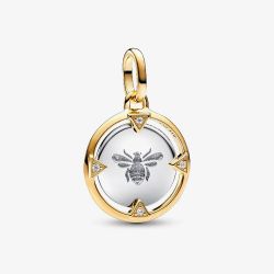 PANDORA Two Tone Bee Medallion Charm 763417C01