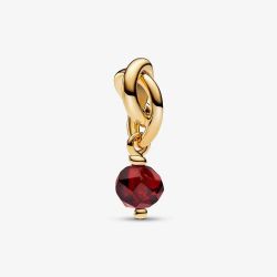 PANDORA 14ct Yellow Gold Plated Red Crystal January Eternity Circle Charm 763462C01