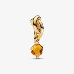 PANDORA 14ct Yellow Gold Plated Yellow Crystal November Eternity Circle Charm 763462C11