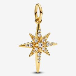 PANDORA 14ct Yellow Gold Cubic Zirconia North Star Dangle Charm 763608C01