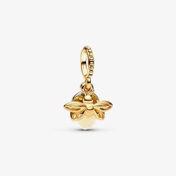 PANDORA 14ct Yellow Gold Plated Glow In The Dark Firefly Dangle Charm 769352C01