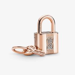 PANDORA 14ct Rose Gold Plated Padlock Key Charm 780088C01