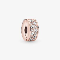 PANDORA 14ct Rose Gold Plated Clear Pavé Clip Charm 781817CZ