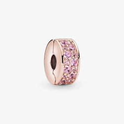 PANDORA 14ct Rose Gold Plated Pink Pavé Clip Charm 781817PCZ
