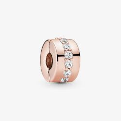 PANDORA 14ct Rose Gold Plated Sparkling Row Clip Charm 781972CZ