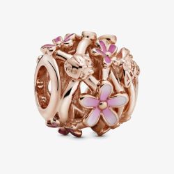 PANDORA 14ct Rose Gold Plated Openwork Pink Daisy Charm 788772C01