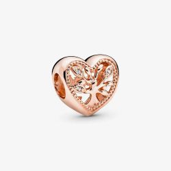 PANDORA 14ct Rose Gold Plated Cubic Zirconia Openwork Family Tree Charm 788826C01
