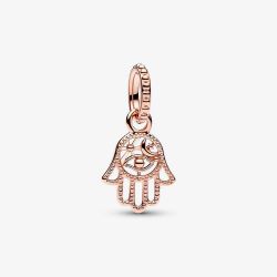PANDORA 14ct Rose Gold Plated Protective Hamsa Hand Dangle Charm 789144C00