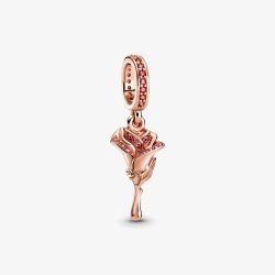 PANDORA 14ct Rose Gold Plated Cubic Zirconia Rose Dangle Charm 789312C01
