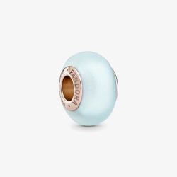 PANDORA 14ct Rose Gold Plated Matte Blue Murano Glass Charm 789420C00