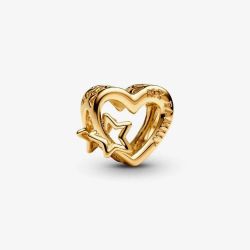 PANDORA 14ct Gold Plated Family Heart & Star Charm 762829C00