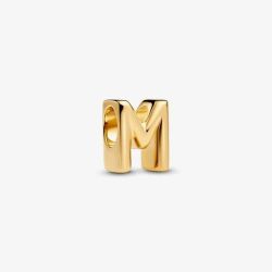 PANDORA 14ct Gold Plated Letter M Alphabet Charm 763959C00