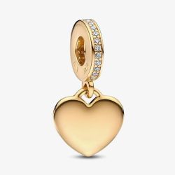 PANDORA 14ct Gold Plated Heart Tag Dangle Charm 768761C01