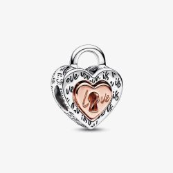 PANDORA Two Colour Padlock Splittable Heart Charm 782505C00