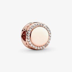 PANDORA 14ct Rose Gold Plated Sparkling Button Charm 788747C01
