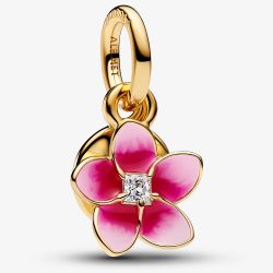 PANDORA 14ct Gold Plated Disney Moana Flower Dangle Charm 763845C01