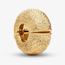 PANDORA 14ct Yellow Gold Plated Textured Mini Clip Charm 764771C00