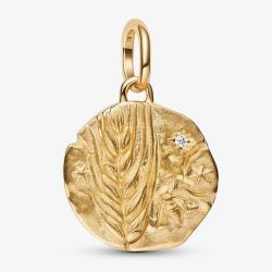 PANDORA 14ct Yellow Gold Plated Wheat Medallion Charm 764804C01
