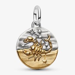 PANDORA 14ct Yellow Gold Plated Sterling Silver Crystal Scorpio Zodiac Medallion Charm 764985C01