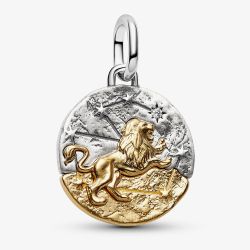 PANDORA 14ct Yellow Gold Plated Sterling Silver Crystal Leo Zodiac Medallion Charm 764994C01