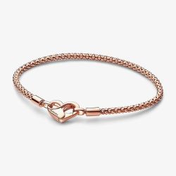 PANDORA Moments 14ct Rose Gold Plated Studded Chain Bracelet 582731C00
