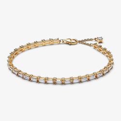 PANDORA 14ct Yellow Gold Plated Baguette Cut Cubic Zirconia Tennis Bracelet 565081C01