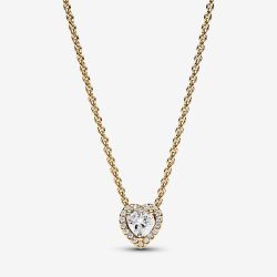 PANDORA 14ct Gold Plated Sparkling Heart Collier Necklace 368425C01-45