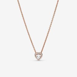 PANDORA 14ct Rose Gold Plated Sparkling Heart Necklace 388425C01-45