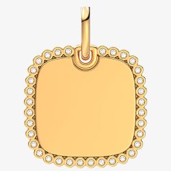 PANDORA 14ct Yellow Gold Plated Cubic Zirconia Square Tag Pendant Charm 364009C01