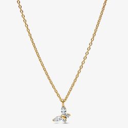 PANDORA 14ct Gold Plated Sparkling Butterfly Pendant Necklace 364267C01-45