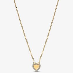 PANDORA 14ct Gold Plated Engravable Heart Halo Collier Necklace 364364C01-45