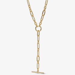 PANDORA 14ct Yellow Gold Plated Y Link Chain Necklace 364809C00-45