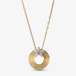 PANDORA 14ct Yellow Gold Plated Sparkling Shooting Star Pendant 365067C01-45