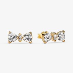 PANDORA 14ct Gold Plated Sparkling Bow Stud Earrings 263507C01