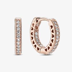 PANDORA 14ct Rose Gold Plated Signature Hoop Earrings 286317C01