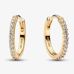 PANDORA 14 ct Gold-Plated & Cubic Zirconia Mini Hoop Earrings 264649C01