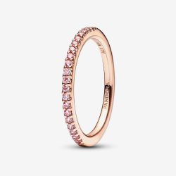 Pandora 14ct Rose Gold Plated Sparkling Pink Band Ring 182999C01