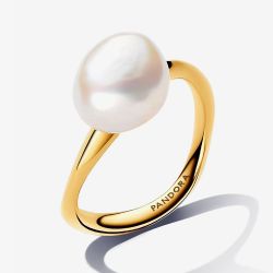 PANDORA 14ct Gold Plated Baroque Freshwater Pearl Ring 163293C01