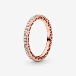 PANDORA 14ct Rose Gold Plated Sparkle Hearts Ring 180963CZ