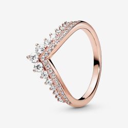 PANDORA 14ct Rose Gold Plated Princess Wishbone Ring 187736CZ