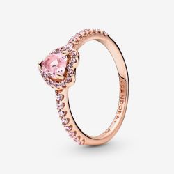 PANDORA 14ct Rose Gold Plated Elevated Heart Ring 188421C04