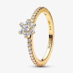 PANDORA 14ct Gold Plated Sparkling Flower Ring 164499C01