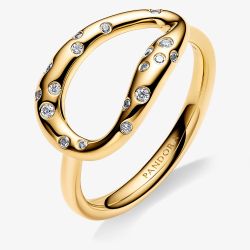 PANDORA 14ct Gold Plated Organically Shaped Stone-Set Oval Statement Ring 164676C01