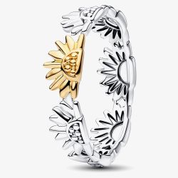 PANDORA 14ct Gold-Plated Sunflower Two-Tone Ring 164702C00